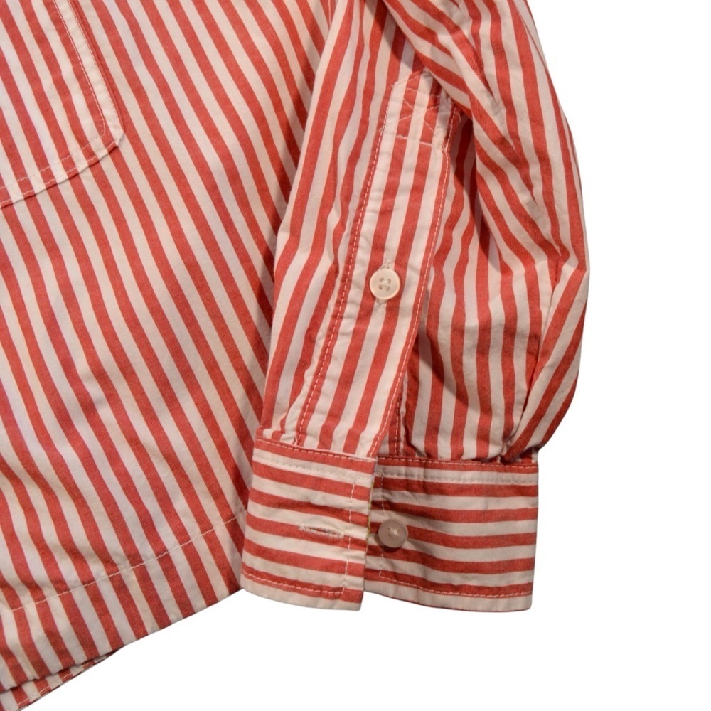 American Eagle Red & White‎ Pinstriped Cropped Button Down Blouse, Small - Picture 9 of 11